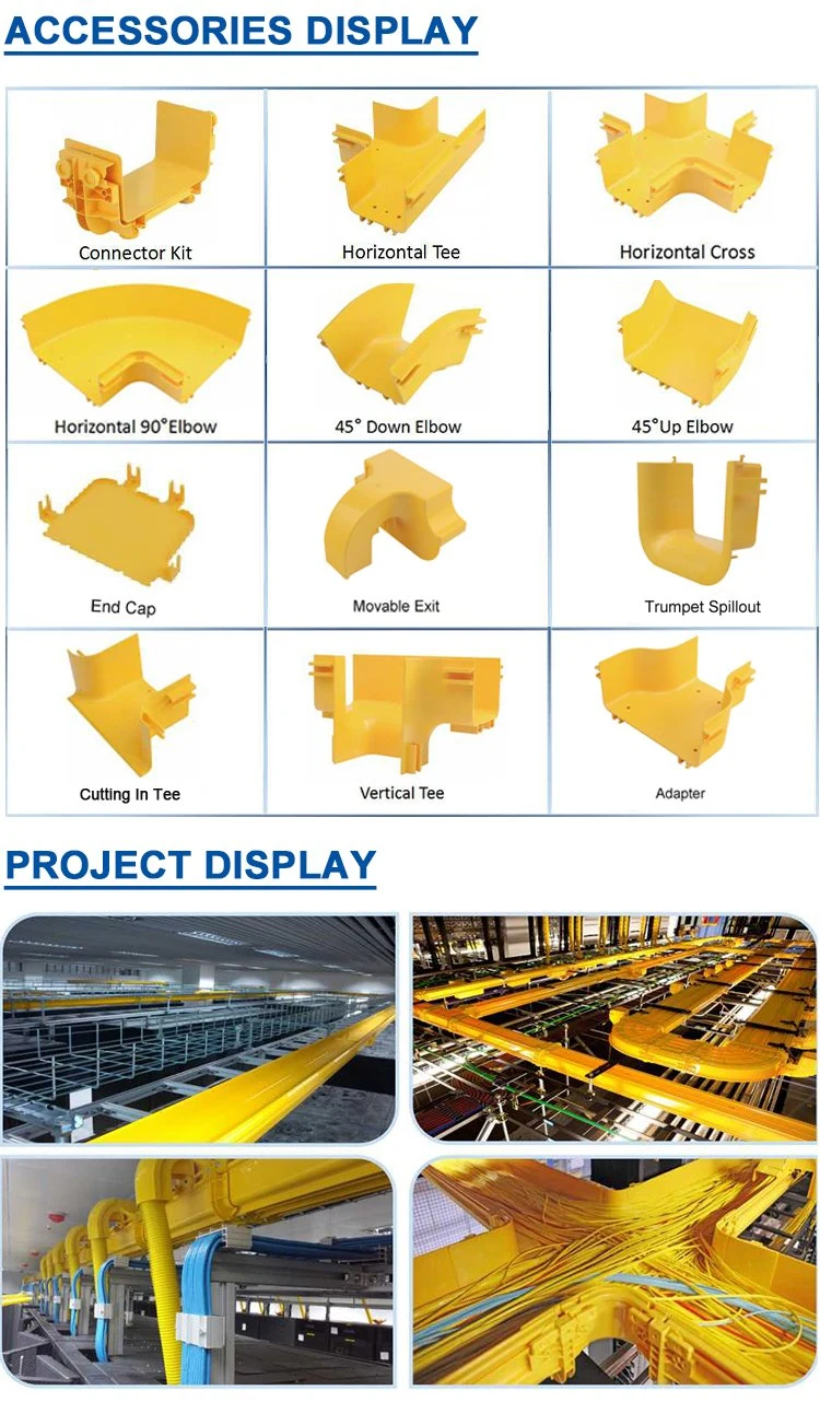 Customize Low Price Factory 60mm 120mm 240mm 600mm PVC Plastic Cable Tray Yellow Optical Cable Tray