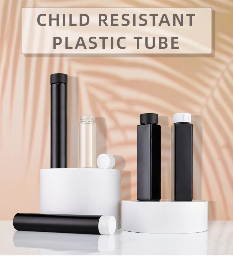 Hot Pet Child Proof Plastic Tube 120mm Push Down and Turn to Open Plastic Container Packaging Tubes for Pre Roll Package