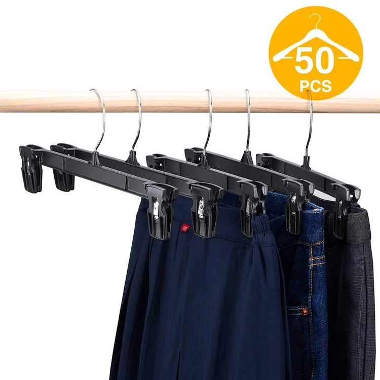 Best Cheap Cloth Drying Rack with Adjustable Clips, Factory Directly Black Plastic Skirt Hanger