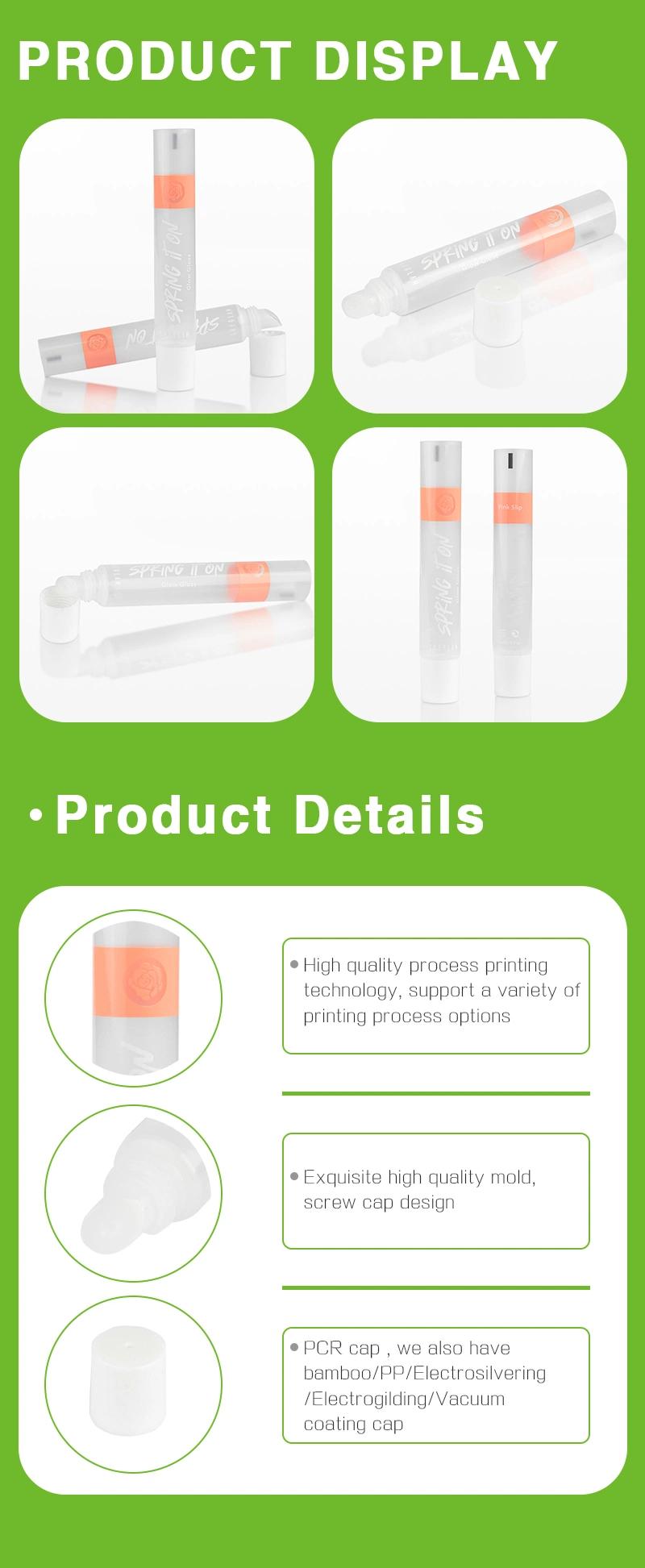 Custom 5ml 10ml 15ml 20ml Empty Lip Balm Plastic Cosmetic Packaging Soft Squeeze Lip Gloss Tube