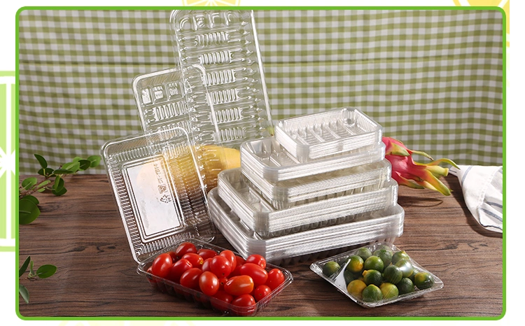Disposable Plastic Pet Rectangle Clear Fruit Tray