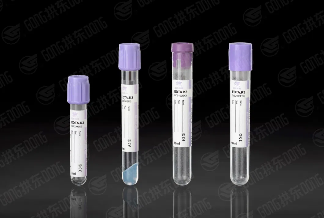Medical Disposable Purple Cap Vacuum Blood Collection Pet Glass EDTA K2 K3 Tube